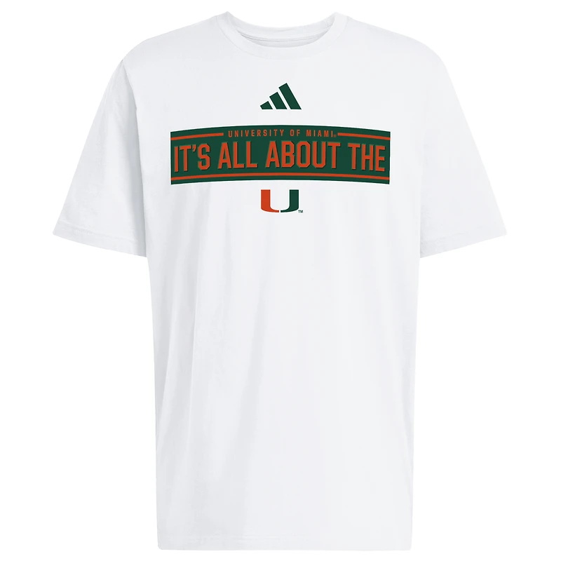 Men's adidas Miami Hurricanes Locker Slogan Pre-Game T-Shirt
