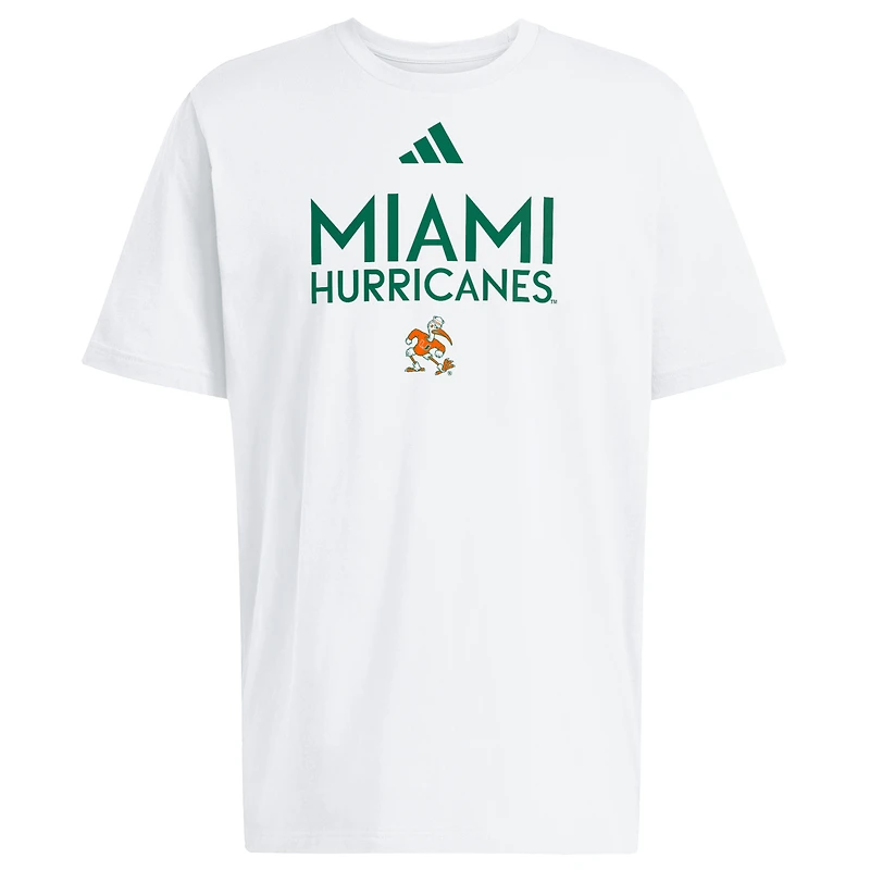 T-shirt adidas blanc Miami Hurricanes Locker pour homme