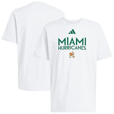 T-shirt adidas blanc Miami Hurricanes Locker pour homme
