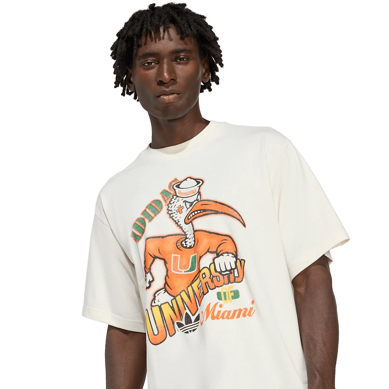 T-shirt adidas blanc Miami Hurricanes Originals pour homme