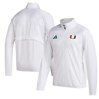 Men's adidas Miami Hurricanes Sideline AEROREADY Raglan Sleeve Quarter-Zip Jacket