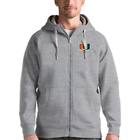 Men's Antigua Gray Miami Hurricanes Victory Full-Zip Hoodie