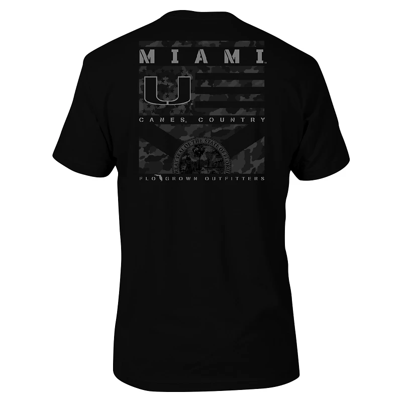 T-shirt noir à empiècements camouflage Miami Hurricanes pour homme