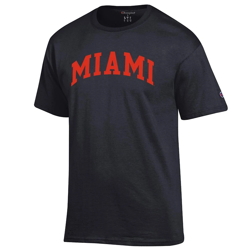 T-shirt noir basique Arch pour homme Champion des Miami Hurricanes