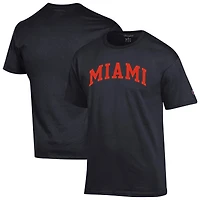 T-shirt noir basique Arch pour homme Champion des Miami Hurricanes