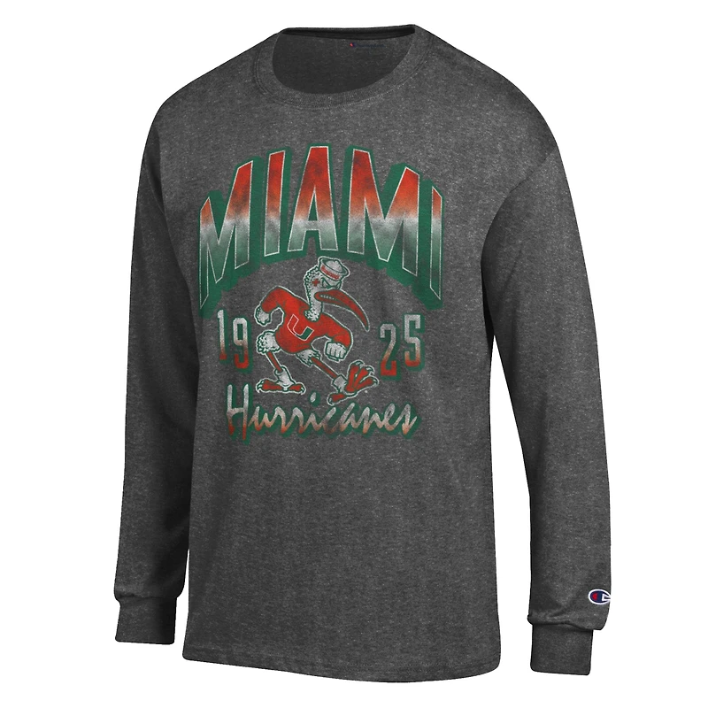 T-shirt à manches longues Champion Charcoal Miami Hurricanes pour homme