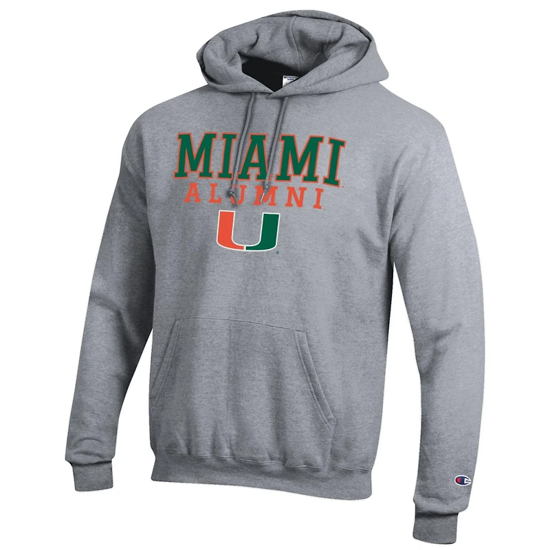 Sweat à capuche gris Champion pour homme avec logo des anciens Hurricanes de Miami