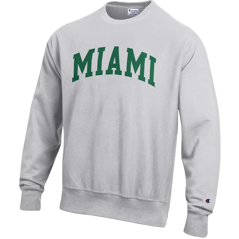 Men's Champion Gray Miami Hurricanes Reverse Weave Fleece Sweatshirt