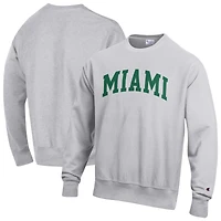 Sweat-shirt en molleton à tissage inversé Champion Gray Miami Hurricanes pour homme