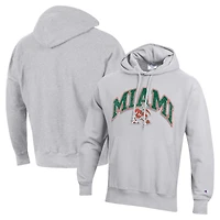 Sweat à capuche Champion Gray Miami Hurricanes Late Night Reverse Weave pour homme