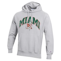 Sweat à capuche Champion Gray Miami Hurricanes Late Night Reverse Weave pour homme