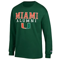 T-shirt à manches longues vert Champion pour homme avec logo des anciens Hurricanes de Miami