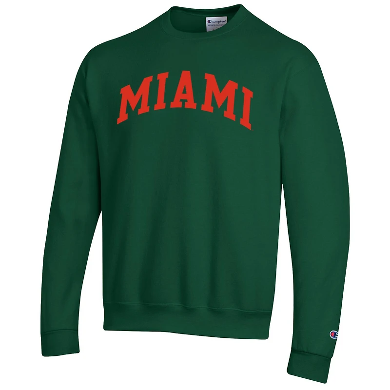 Sweat-shirt en polaire Champion Green Miami Hurricanes Basic Arch pour homme
