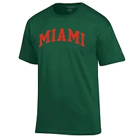 T-shirt vert Champion pour homme, motif arche basique des Miami Hurricanes