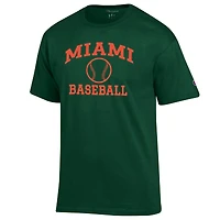 T-shirt de baseball Powerblend vert Champion pour homme, avec logo l'équipe principale des Miami Hurricanes