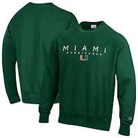 Men's Champion  Green Miami Hurricanes Relentless Reverse Weave Sweatshirt