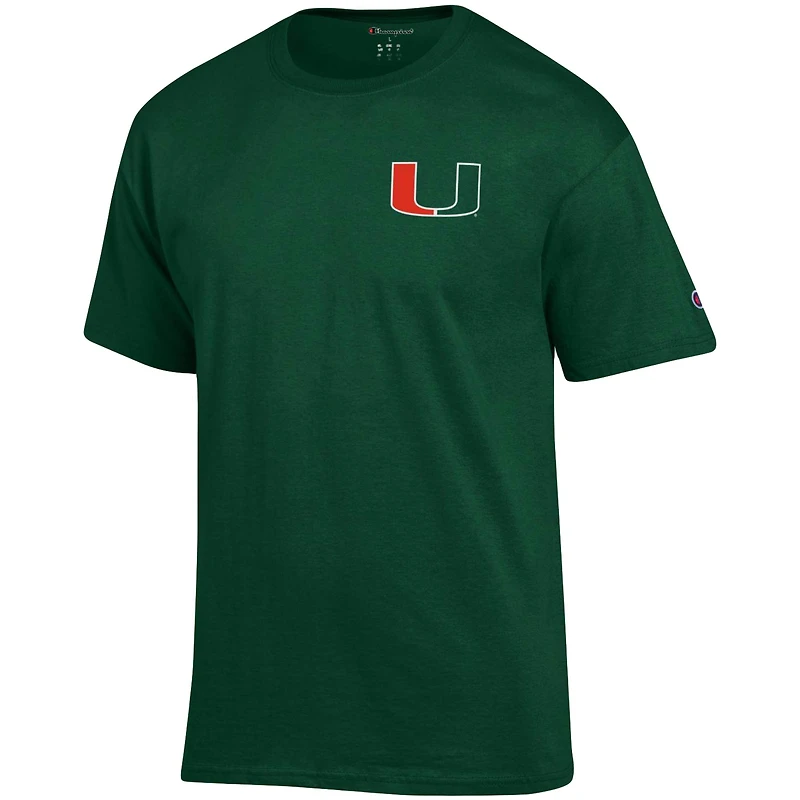 T-shirt vert champion pour hommes Miami Hurricanes Stack 2-Hit