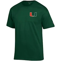 T-shirt vert champion pour hommes Miami Hurricanes Stack 2-Hit