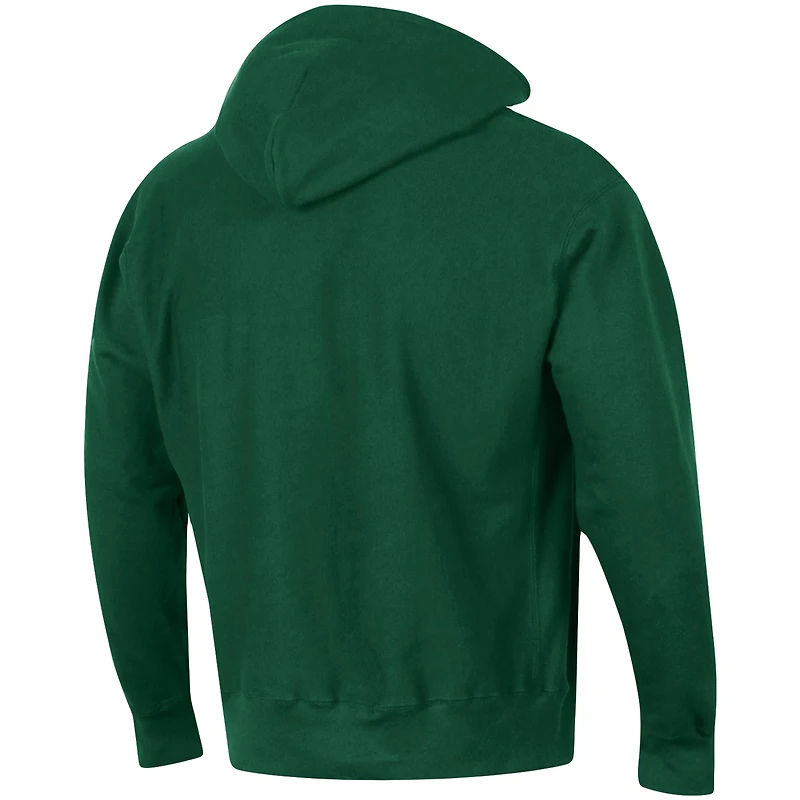 Men's Champion Green Miami Hurricanes Team Arch Reverse Weave Relaxed Fit Pullover Hoodie