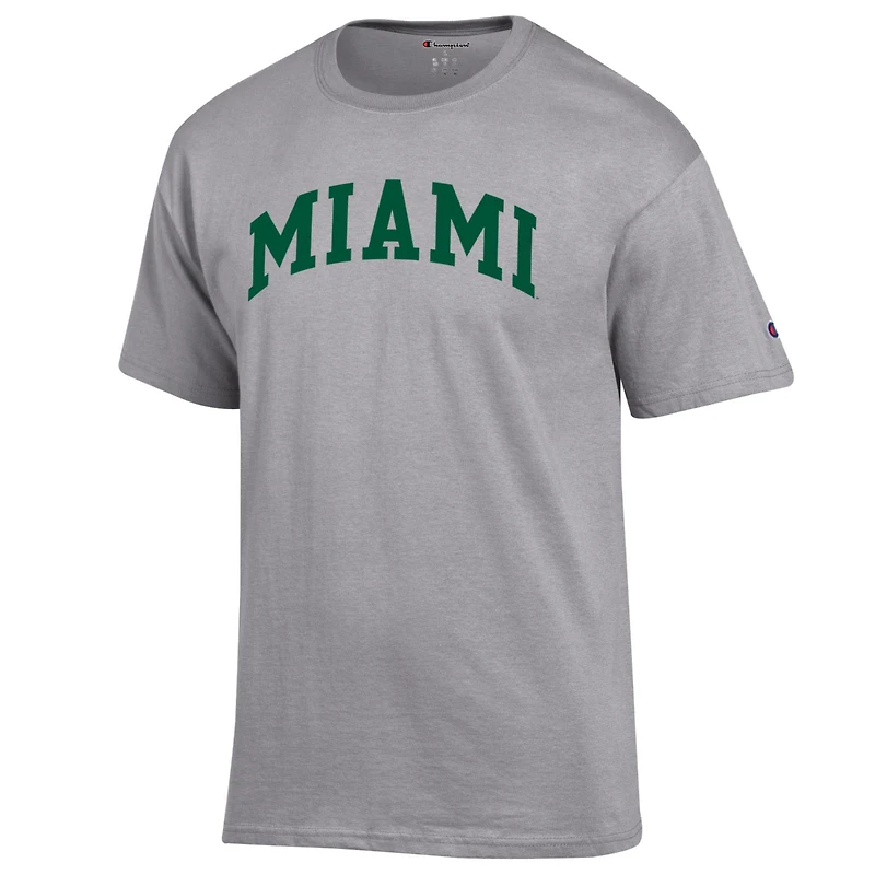 T-shirt basique Arch gris chiné Champion pour homme des Miami Hurricanes