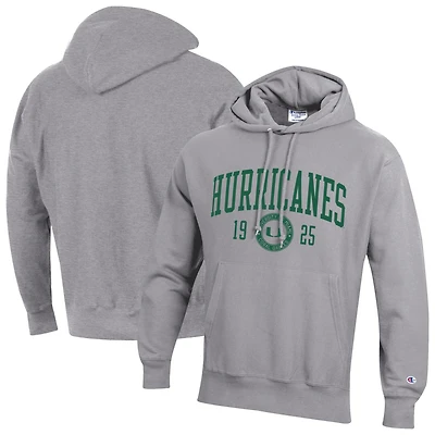 Men's Champion  Heather Gray Miami Hurricanes Established Reverse Weave Hoodie