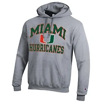 Sweat à capuche enfiler pour homme Champion Heather Grey Miami Hurricanes High Motor