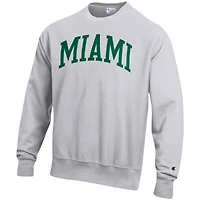 Sweat-shirt ras du cou en molleton à armure inversée Big & Tall Miami Hurricanes Champion pour homme, gris chiné
