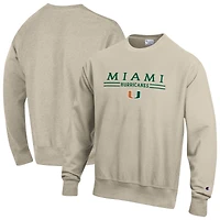 Sweat-shirt à col rond Champion Oatmeal Miami Hurricanes pour homme
