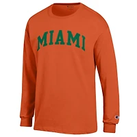 T-shirt à manches longues Champion Orange Miami Hurricanes Basic Arch pour homme