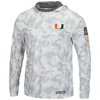 Men's Colosseum Arctic Camo Miami Hurricanes OHT Military Appreciation Hoodie Long Sleeve T-Shirt