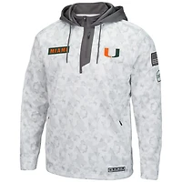 Men's Colosseum Arctic Camo Miami Hurricanes OHT Military Appreciation Quarter-Zip Hoodie