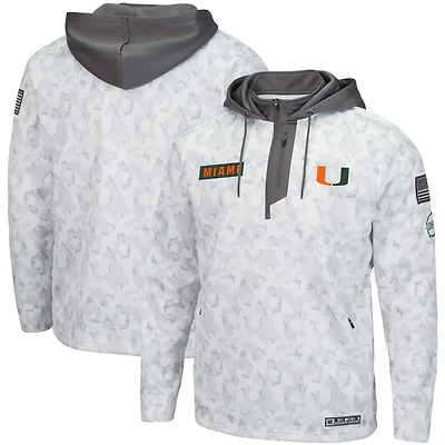Sweat à capuche zippé Colosseum Arctic Camo Miami Hurricanes OHT pour homme, en hommage aux militaires.