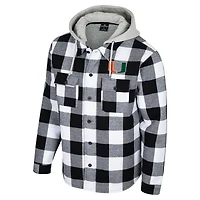 Men's Colosseum Black/White Miami Hurricanes Buffalo Plaid Full-Zip Jacket