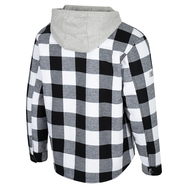 Men's Colosseum Black/White Miami Hurricanes Buffalo Plaid Full-Zip Jacket