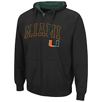 Sweat à capuche zippé complet Colosseum Miami Hurricanes Arch & Logo pour homme noir