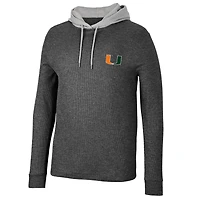 Colosseum Black Miami Hurricanes Ballot T-shirt à capuche thermique manches longues en tricot gaufré pour homme