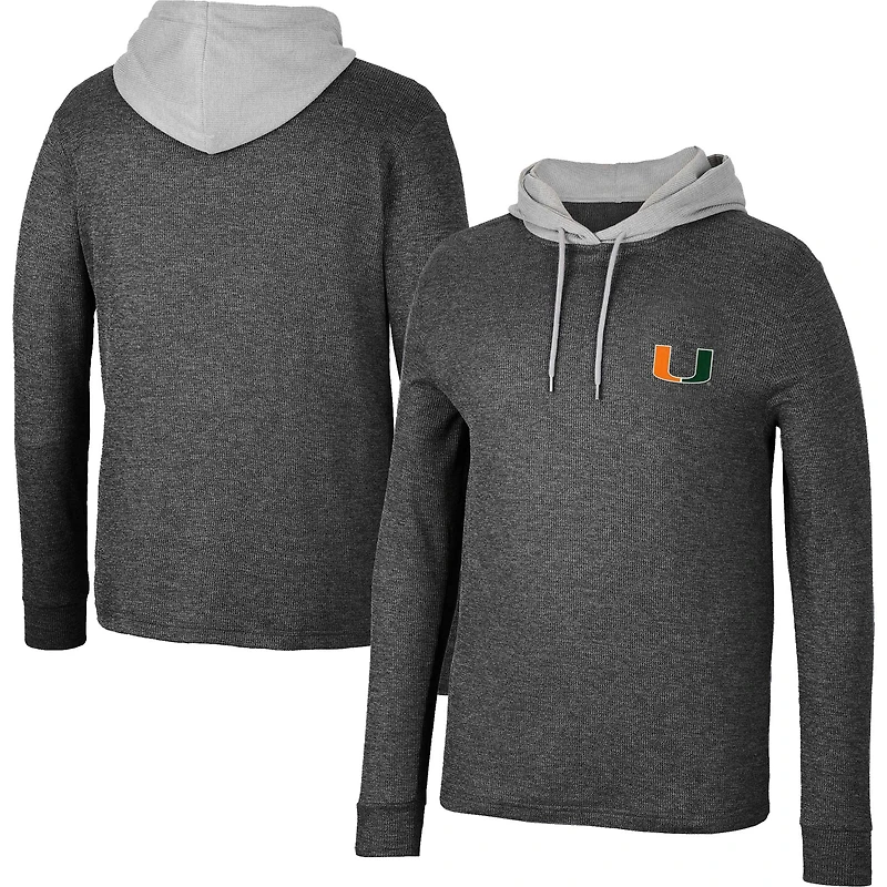Colosseum Black Miami Hurricanes Ballot T-shirt à capuche thermique manches longues en tricot gaufré pour homme