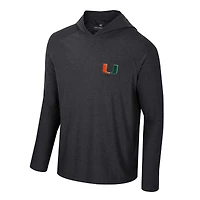 T-shirt à capuche manches longues raglan en jersey Cloud Miami Hurricanes noir Colosseum pour hommes
