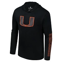 T-shirt à capuche manches longues et Colosseum Black Miami Hurricanes Color Pop Active Blend pour hommes