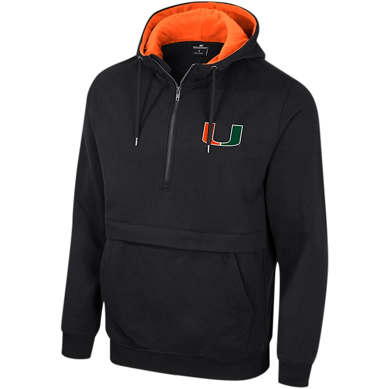 Men's Colosseum Black Miami Hurricanes Half-Zip Hoodie
