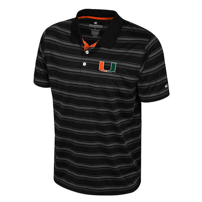 Men's Colosseum  Black Miami Hurricanes Milk Steak Polo