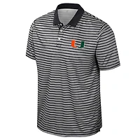 Men's Colosseum Black Miami Hurricanes Striped Polo