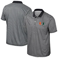 Men's Colosseum Black Miami Hurricanes Striped Polo