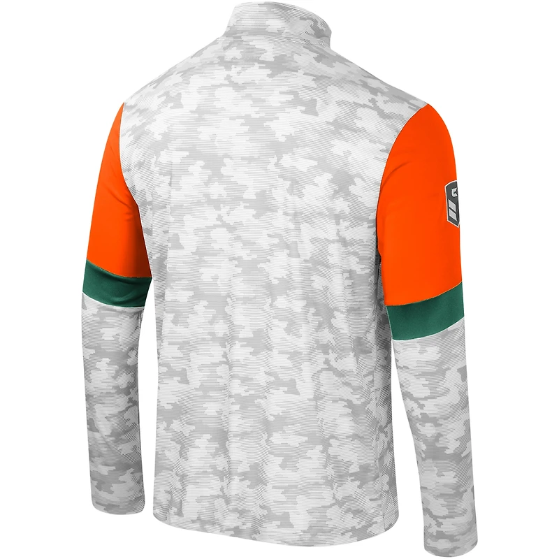 Coupe-vent à quart de zip Colosseum Camo Miami Hurricanes OHT pour hommes Appréciation militaire Tomahawk