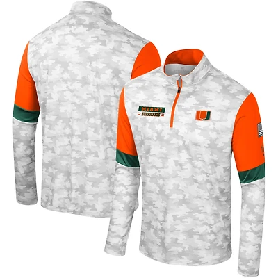 Coupe-vent à quart de zip Colosseum Camo Miami Hurricanes OHT pour hommes Appréciation militaire Tomahawk