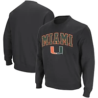 Men's Colosseum Charcoal Miami Hurricanes Arch & Logo Crew Neck Sweatshirt