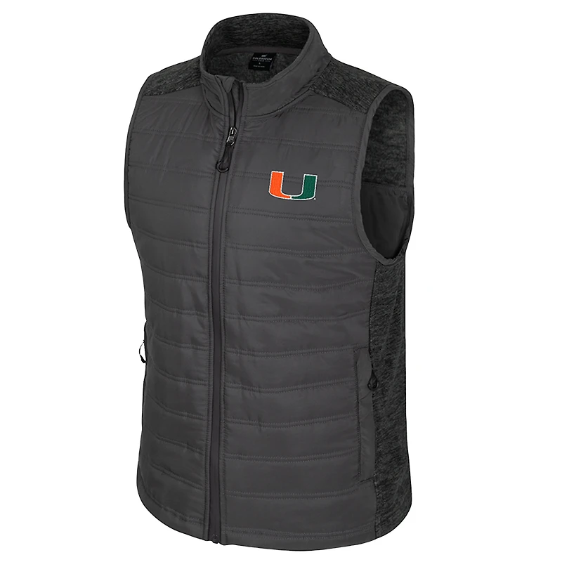 Men's Colosseum Charcoal Miami Hurricanes Nightman Full-Zip Puffer Vest