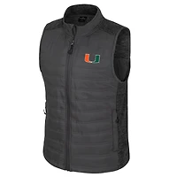 Men's Colosseum Charcoal Miami Hurricanes Nightman Full-Zip Puffer Vest