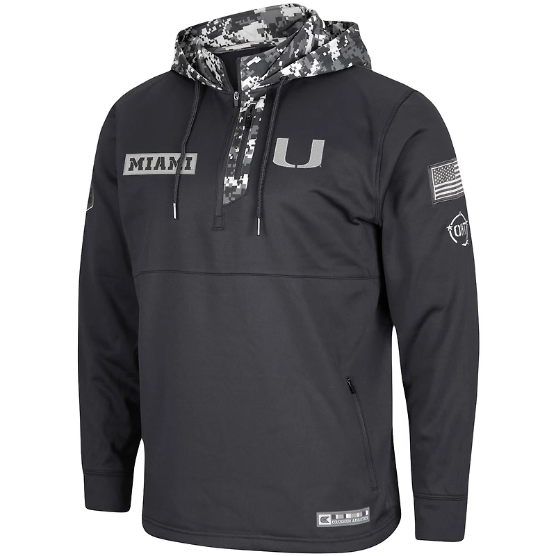 Sweat à capuche zippé pour homme Colosseum Charcoal Miami Hurricanes OHT Military Appreciation Digi Camo