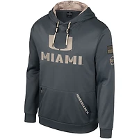 Men's Colosseum Charcoal Miami Hurricanes OHT Military Appreciation Pullover Hoodie